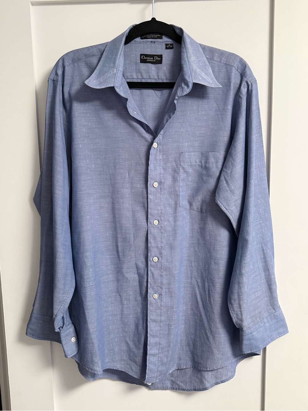 Vintage Christian Dior Monsieur Light Blue Casual Button-Down Shirt